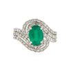 Image 2 : 14KT White Gold 1.52ct Emerald and Diamond Ring