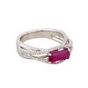Image 1 : 18KT White Gold 1.23ctw Natural Ruby and Diamond Ring