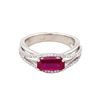 Image 2 : 18KT White Gold 1.23ctw Natural Ruby and Diamond Ring