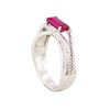 Image 3 : 18KT White Gold 1.23ctw Natural Ruby and Diamond Ring