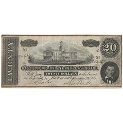1864 $20 The Confederate States of America Note