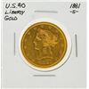 Image 1 : 1881-S $10 Liberty Head Gold Coin