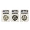 Image 2 : Set of (3) 1986-1988 $1 Silver Eagle Coins NGC Graded MS69