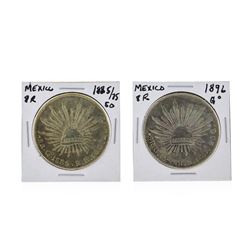 Set of (2) 1885 & 1896 8 Reales Mexico Spanish Colonial Silver Coins