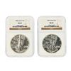 Image 1 : Set of (2) 1986-1987 $1 Silver Eagle Coins NGC Graded MS69