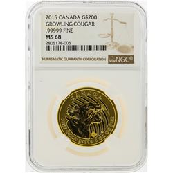 2015 $200 Canada Growling Cougar Gold Coin NGC MS68