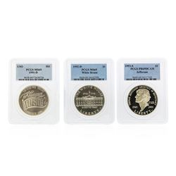 Set of (3) 1991-1993 $1 Silver Coin Commemoratives PCGS Graded
