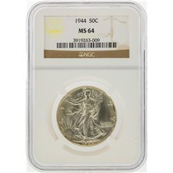 1944 Walking Liberty Half Dollar Coin NGC MS64
