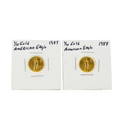 Set of (2) 1997-1988 $5 1/10oz American Gold Eagle Coins