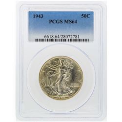 1943 Walking Liberty Half Dollar Coin PCGS MS64