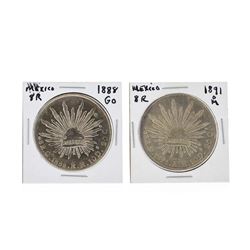 Set of (2) 1888 & 1891 8 Reales Mexico Spanish Colonial Silver Coins