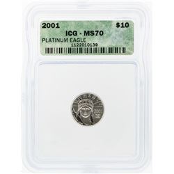2001 $10 American Platinum Eagle Coin ICG MS70