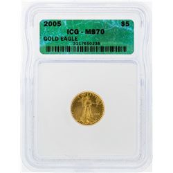 2005 $5 American Gold Eagle Coin ICG Graded MS70