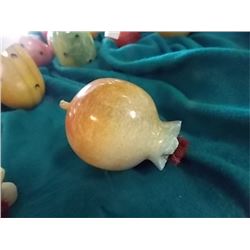 ALABASTER STONE FRUIT - POMEGRANATE - WOOD STEM