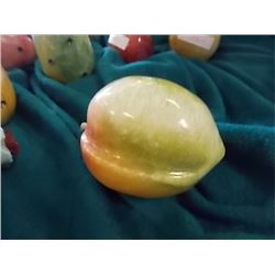 ALABASTER STONE FRUIT - PLUM - WOOD STEM