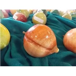 ALABASTER STONE FRUIT - PLUM - WOOD STEM