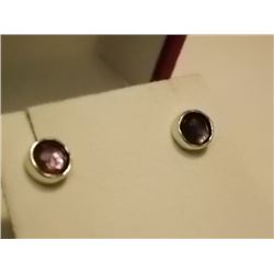 EARRINGS - AMETHYST STUDS  - STERLING SILVER STAMPED 925 - RETAIL $79.99