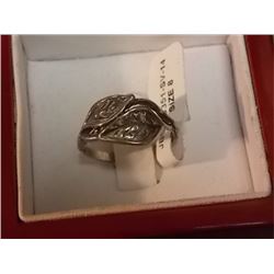 RING - LEAF DESIGN - STAMPED 925 - SZ 8 - TAGGED $69.99