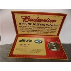 SUPERBOWL XXXVI - BUDWEISER NFL 2002 COMMEMORATIVE MEDALLION - JETS