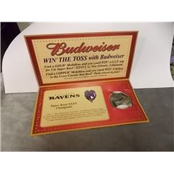 SUPERBOWL XXXVI - BUDWEISER NFL 2002 COMMEMORATIVE MEDALLION - RAVENS