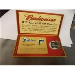 SUPERBOWL XXXVI - BUDWEISER NFL 2002 COMMEMORATIVE MEDALLION - DOLPHINS