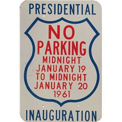 John F. Kennedy Presidential Inauguration Parking Sign