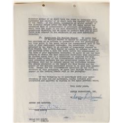 Tony Curtis Signed Document