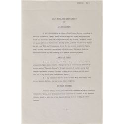 Ava Gardner’s Last Will and Testament Signed Document