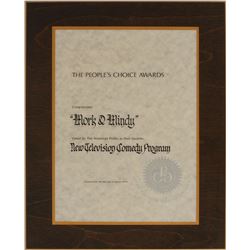 Mork and Mindy 1979 People’s Choice Award Plaque