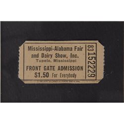 Elvis Presley 1956 Tupelo Concert Ticket