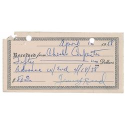 Jimmy Reed Signed Receipt