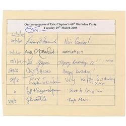 Eric Clapton Signed 60th Birthday Party Ledger