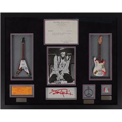 Jimi Hendrix Signed Document and Artifact Display