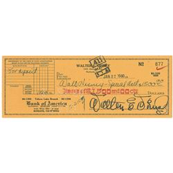 Walt Disney Signed Check