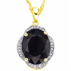 Natural Black Sapphire & Diamond 6.29 carats Pendant
