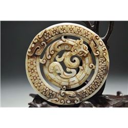 Old Jade Hand Craved Dragon Pendant