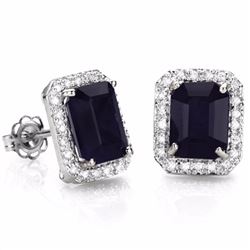 Natural Midnight Blue Black Sapphire & Diamond EarRing