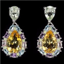 Natural Multi Gemstone Earrings