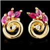 Image 1 : 14K Gold 0.82ctw Ruby & 0.05ctw Diamond Earrings