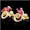 Image 2 : 14K Gold 0.82ctw Ruby & 0.05ctw Diamond Earrings