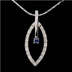 14K Gold 0.17ct Sapphire & 0.50ctw Diamond Pendant