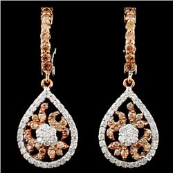 14K Gold 1.07ctw Fancy Color Diamond Earrings