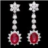 Image 1 : `14k Gold 5ct Ruby 2.50ct Diamond Earrings