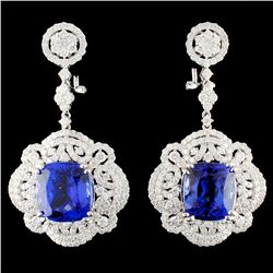 18K Gold 16.98ctw Tanzanite & 4.55ctw Diamond Earr