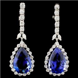 18K Gold 14.24ctw Tanzanite & 1.94ctw Diamond Earr