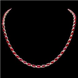 `14k Gold 28ct Ruby 1.20ct Diamond Necklace