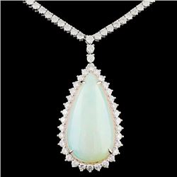 18K Gold 13.75ct Opal & 3.84ctw Diamond Necklace