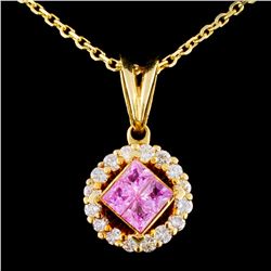 18K Gold 0.70ctw Sapphire & 0.47ctw Diamond Pendan