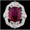Image 1 : 14K White Gold 8ct Ruby & 1.30ct Diamond Ring