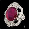 Image 2 : 14K White Gold 8ct Ruby & 1.30ct Diamond Ring